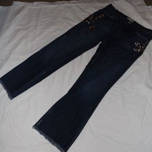 Zara Embroidered Raw Edge Jeans 6